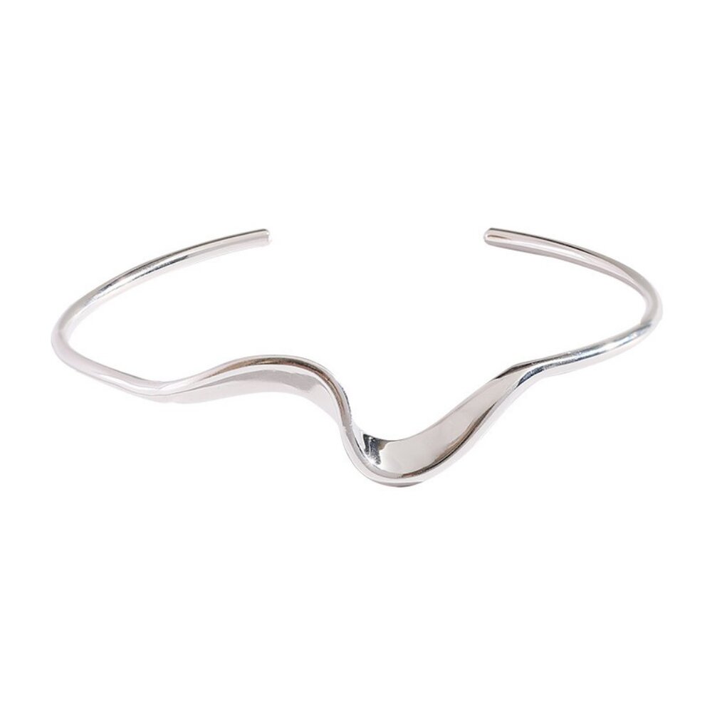 NEW 925 Sterling Silver Wave Textured Cuff Bracelet - Picture 3 of 5